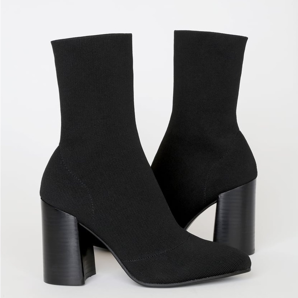 Steve Madden Black Sock Pointed Toe Boots Size 10